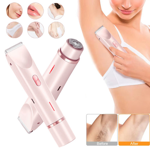 2 In 1 Hair Remover Electric Razor Pink Compact Wet Dry Body Hair Trimmer