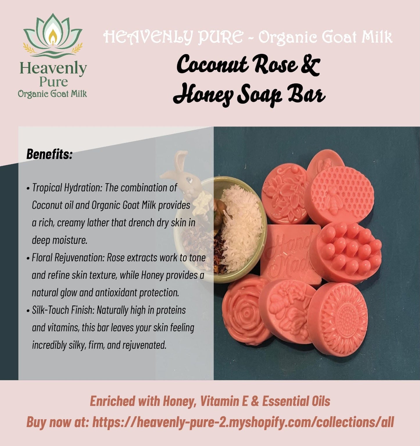 Coconut Rose & Goat Milk Soap 14.00 (2 soap bars)
