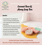 Two bars of Coconut Rose and Goat Milk soap with natural moisturizing ingredients.