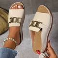 Ins Chain Wedges Sandals stylish platform peep-toe slides with thick soles for women summer outdoor wear